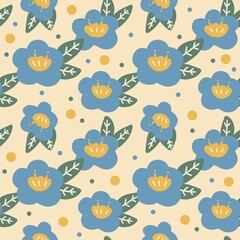 Blue flower seamless pattern