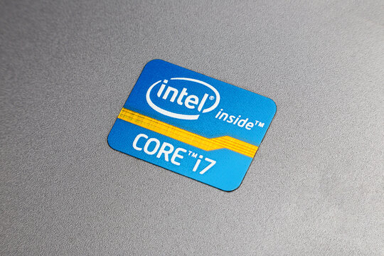The Intel Inside Core i7 label on laptop, third generation mobile processors