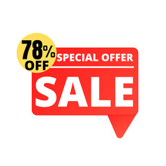 78% Off. Red Sale Tag Speech Bubble Set. special discount offer, Seventy-eight 