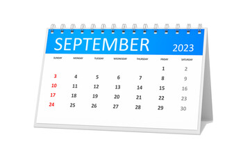 table calendar 2023 september isolated on transparent background - obrazy, fototapety, plakaty