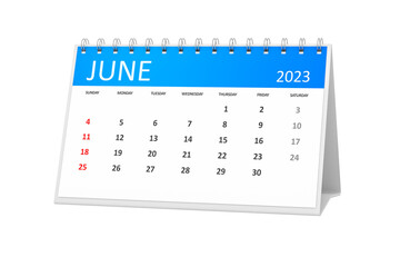 table calendar 2023 june isolated on transparent background