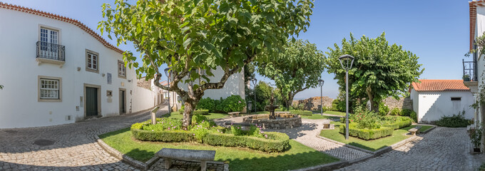 Panoramic view at the garden inside Castle and Palace of the Counts of Ourém and fortress, located on top of the town of Ourém, in Portugal