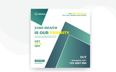 Creative health care medical social media post banner template design