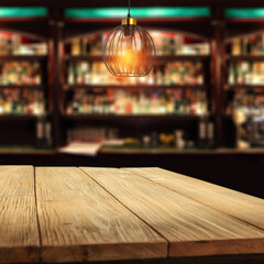 Desk of free space and bar background. 