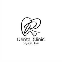 Fototapeta line art letter r dental logo design obraz