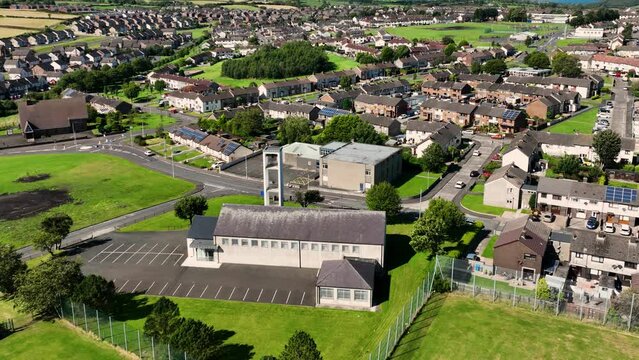 Aerial video of Craigy Hill Presbyterian Church Craigyhill Co Antrim Northern Ireland