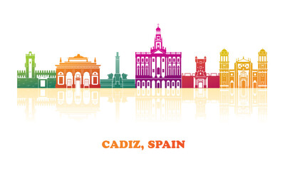 Colourfull Skyline panorama of  Cadiz, Andalusia, Spain - vector illustration © Stoyan Haytov