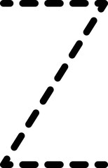 Tracing Alphabet letter Z prewriting dotted line element for kindergarten, preschool and Montessori school kids worksheet for handwriting practice activity.