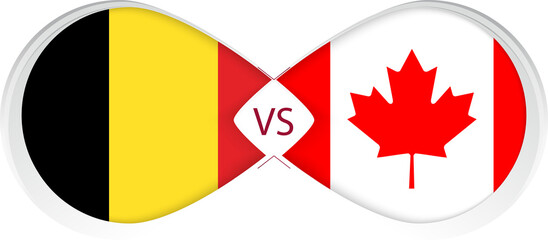 Belgium vs Canada  in Football Competition, Group A. Versus icon on Football background.