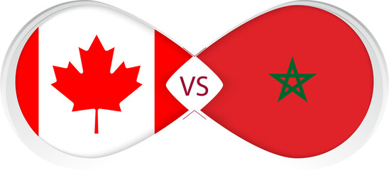 Canada vs Morocco  in Football Competition, Group A. Versus icon on Football background.