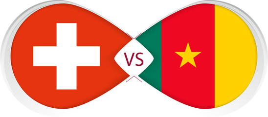 Switzerland vs Cameroon  in Football Competition, Group A. Versus icon on Football background.