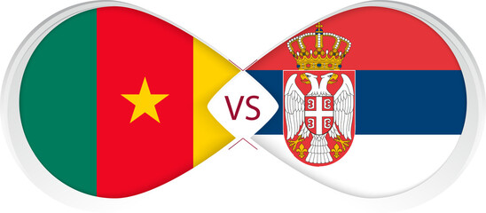 Cameroon vs Serbia  in Football Competition, Group A. Versus icon on Football background.