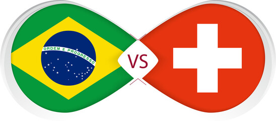 Brazil vs Switzerland  in Football Competition, Group A. Versus icon on Football background.