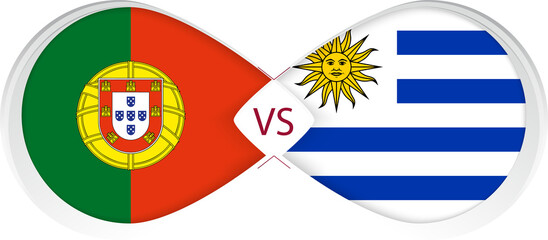 Portugal vs Uruguay  in Football Competition, Group A. Versus icon on Football background.