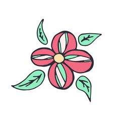 Obraz premium Hand drawn flower isolated on white background. Colorful decorative doodle sketch illustration. Vector floral element.