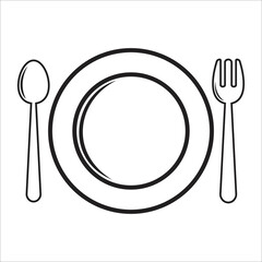 spoon, fork, plate icon vector design template