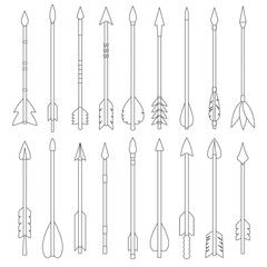 Arrow vector outline set icon. Isolated outline set icon weapon.Vector illustration arrow on white background.