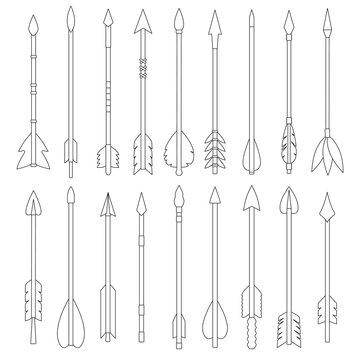 Arrow vector outline set icon. Isolated outline set icon weapon.Vector illustration arrow on white background.