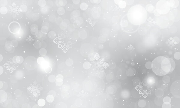 Illustration of winter season with snowflakes, snowfall and bokeh background. Editable vector design with space for your text.