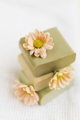 Natural aroma homemade soap with flowers