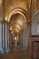 Side aisle with confessional in the medieval church of Notre Dame-Saint Lazare in Avallon, department of Yonne, France
