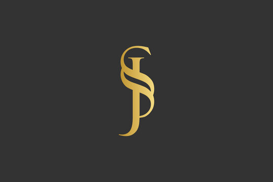 SJ letter brand illsutration, SJ golden Lettermark, Monogram SJ