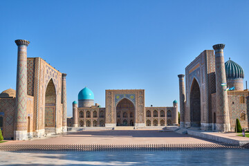 view of the registan square in samarkand, uzbekistan