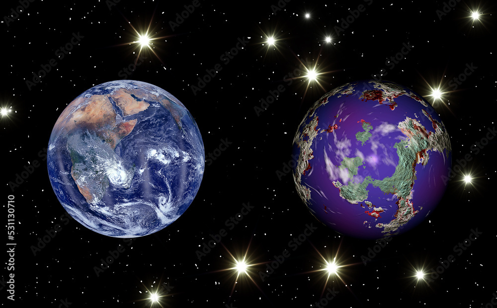 Canvas Prints comparison an earth and a potentially habitable planet.the elements of this image furnished by nasa.