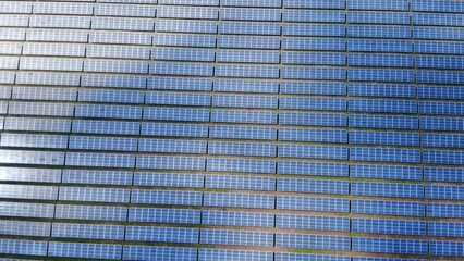 Solar energy farm. Aerial view of a solar farm in Asia.