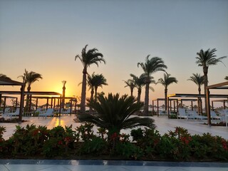 Obraz premium Sunrise on the Red Sea in the Marsa Alam area, Egypt - Iberotel Costa Mares.