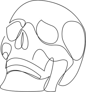 recommend clip art: Human skull one line drawing. Single continuous line style. Vector illustration.