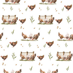 Eco Village, Illustration Set, Watercolor, Cow, Coop, Chickens, Cereals, Apples, Harvest, Greens, Autumn Set, Village © Nadi