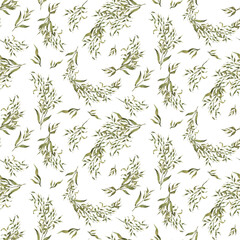 Rustic Watercolor Pattern Cereals, Cow, Chickens, Rabbits, Rye, Oats, Harvest Apples Rustic pattern for fabrics Autumn pattern