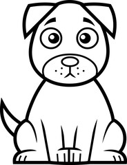 Outlined Sad Dog Cartoon Character. Vector Hand Drawn Illustration Isolated On Transparent Background
