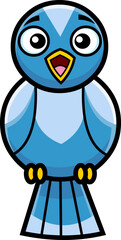 Blue Bird Cartoon Character Singing. Vector Hand Drawn Illustration Isolated On Transparent Background