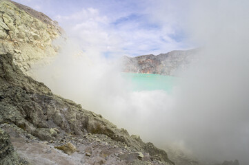 Ijen volcano in East Java, Indonesia