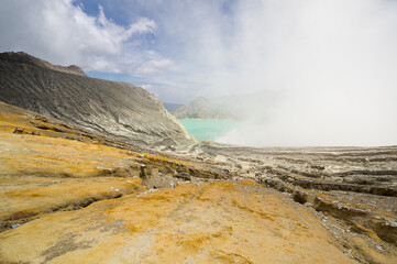 Ijen volcano in East Java, Indonesia