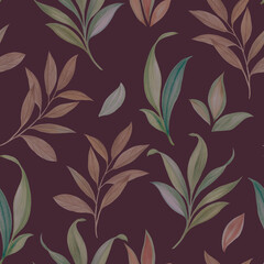 Seamless pattern with autumn leaves. botanical pattern for wallpaper and textile