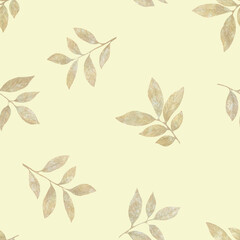 leaves painted in watercolor on paper. green watercolor leaves collected in a seamless pattern.