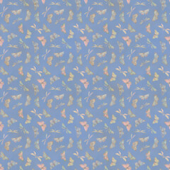 Abstract watercolor pattern. butterflies and dragonflies, seamless background for design, print, wallpaper, wrapping paper.