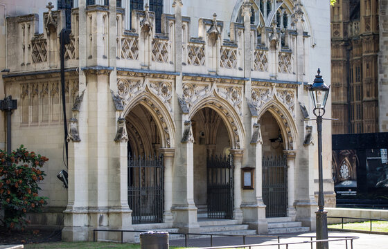 London, UK. Main doors of Westminster chapel  during the funeral ceremony of Queen Elizabeth II
