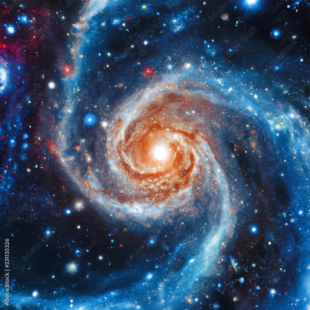 Wall mural bright colorful universe. nebula night starry sky in colors. multicolor outer space. spiral galaxy.