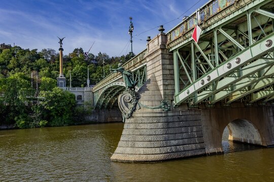 Closeup shot of the Cech bridge in Prague, Czechia