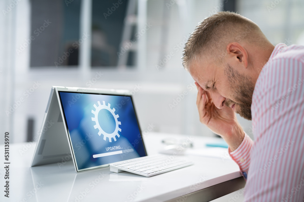 Poster Installing Software Update Progress. Computer Loading Patch
