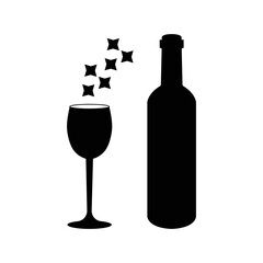 Celebrate wine drink bottle icon | Black Vector illustration |