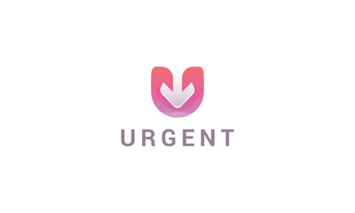 Letter U creative 3d red colour urgent arrow speedy logo 
