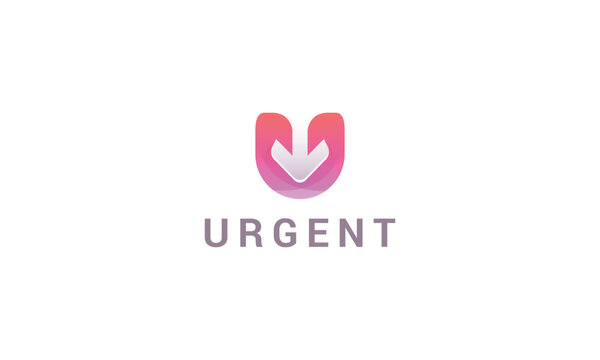 Letter U creative 3d red colour urgent arrow speedy logo 