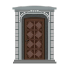 Door of wooden vector cartoon icon. Vector illustration old door on white background. Isolated cartoon illustration icon wood door of house .