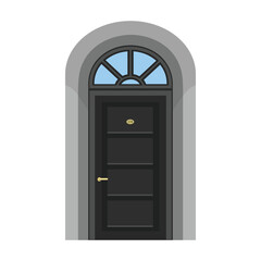Door of wooden vector cartoon icon. Vector illustration old door on white background. Isolated cartoon illustration icon wood door of house .