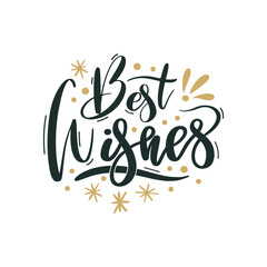 Best Wishes. Merry Christmas and Happy New Year lettering. Winter holiday greeting card, xmas quotes and phrases illustration set. Typography collection for banners, postcard, greeting cards, gifts